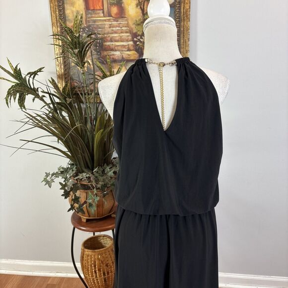 JBS Cocktail Dress Women's Large Black Halter Choker Hardware Sleeveless Lined - Picture 6 of 11